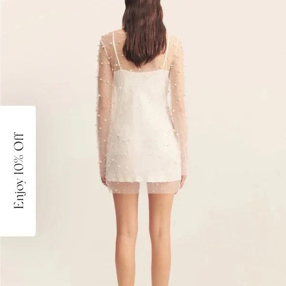 Shona Joy NWT Opaline Sheer Pearl Mini Dress